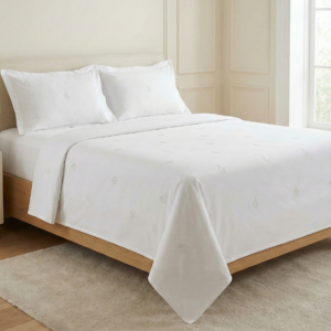 Ideas Home – Pure White Embroidered King Size 3-Piece Bedsheet Set
