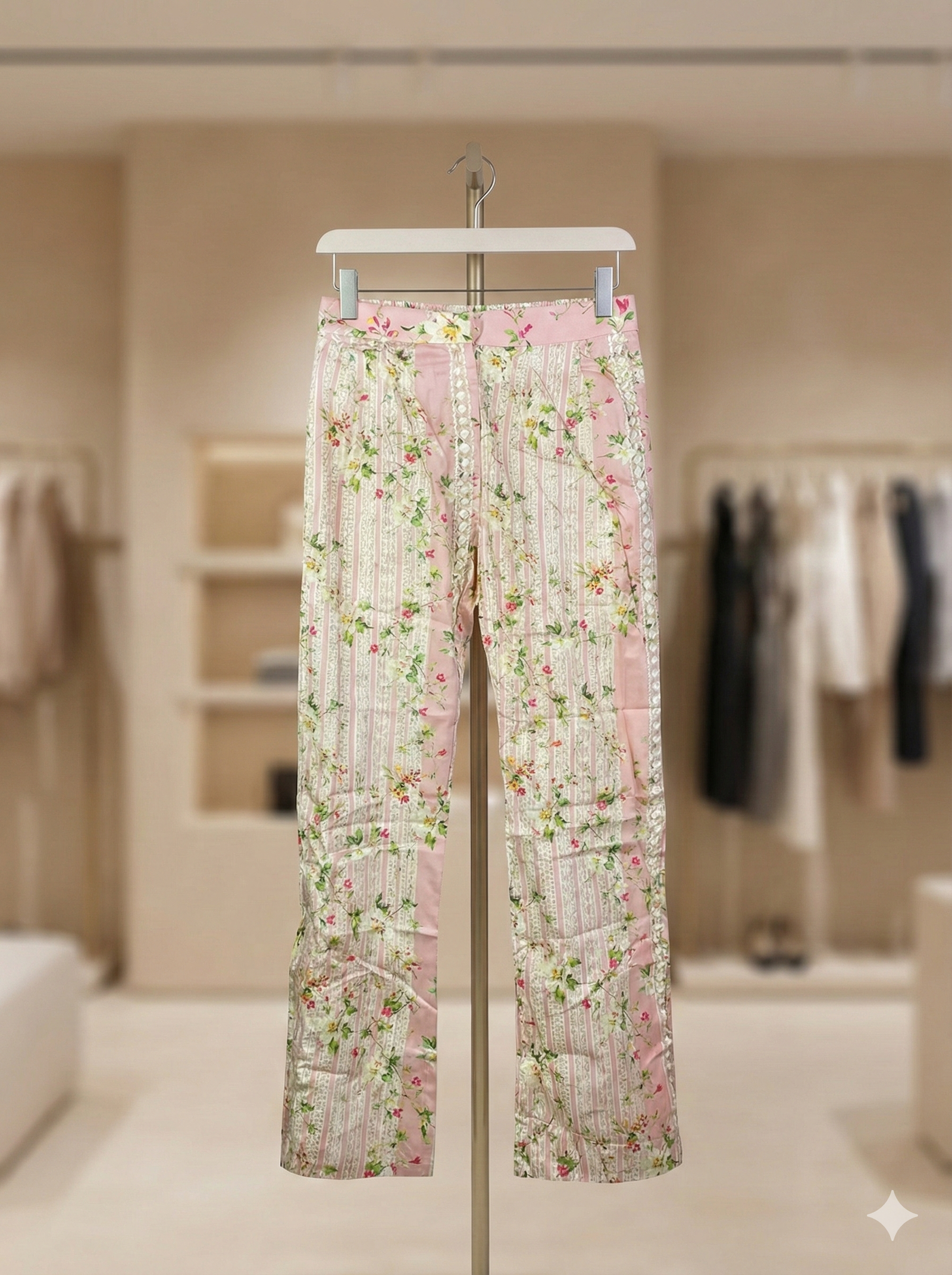 Pearl Embellished Cutwork Trousers