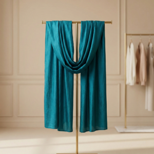 Teal Blue Crushed Silk Stole Collection: J. Solids