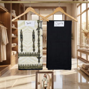 J. Junaid Jamshed – Monochrome Ivory & Black Unstitched 2-Piece Lawn Suite