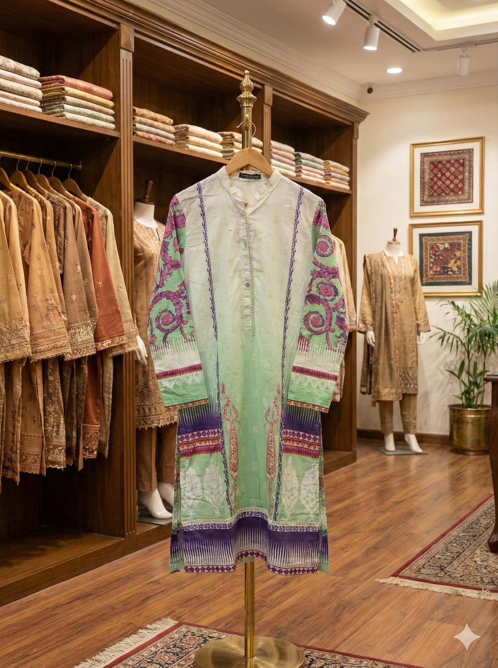 Mint & Violet Fusion – Printed 2-Piece Ensemble