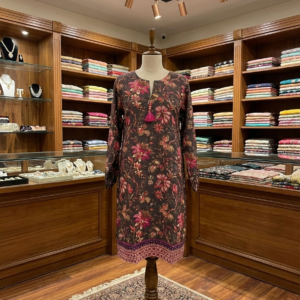 Midnight Bloom – Dark Floral 1-Piece Kurti