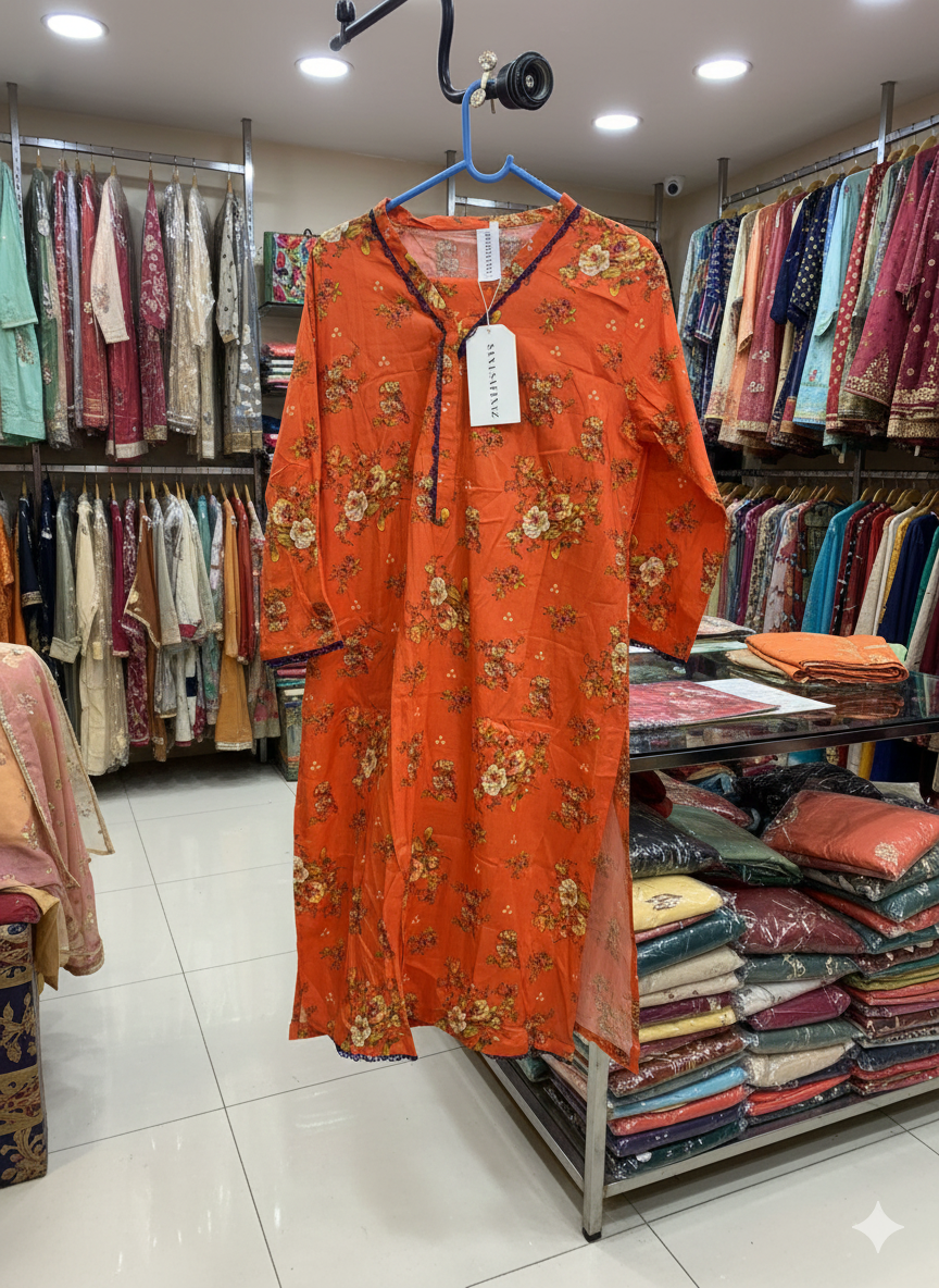 Tangerine Bliss – Printed 2-Piece Ensemble