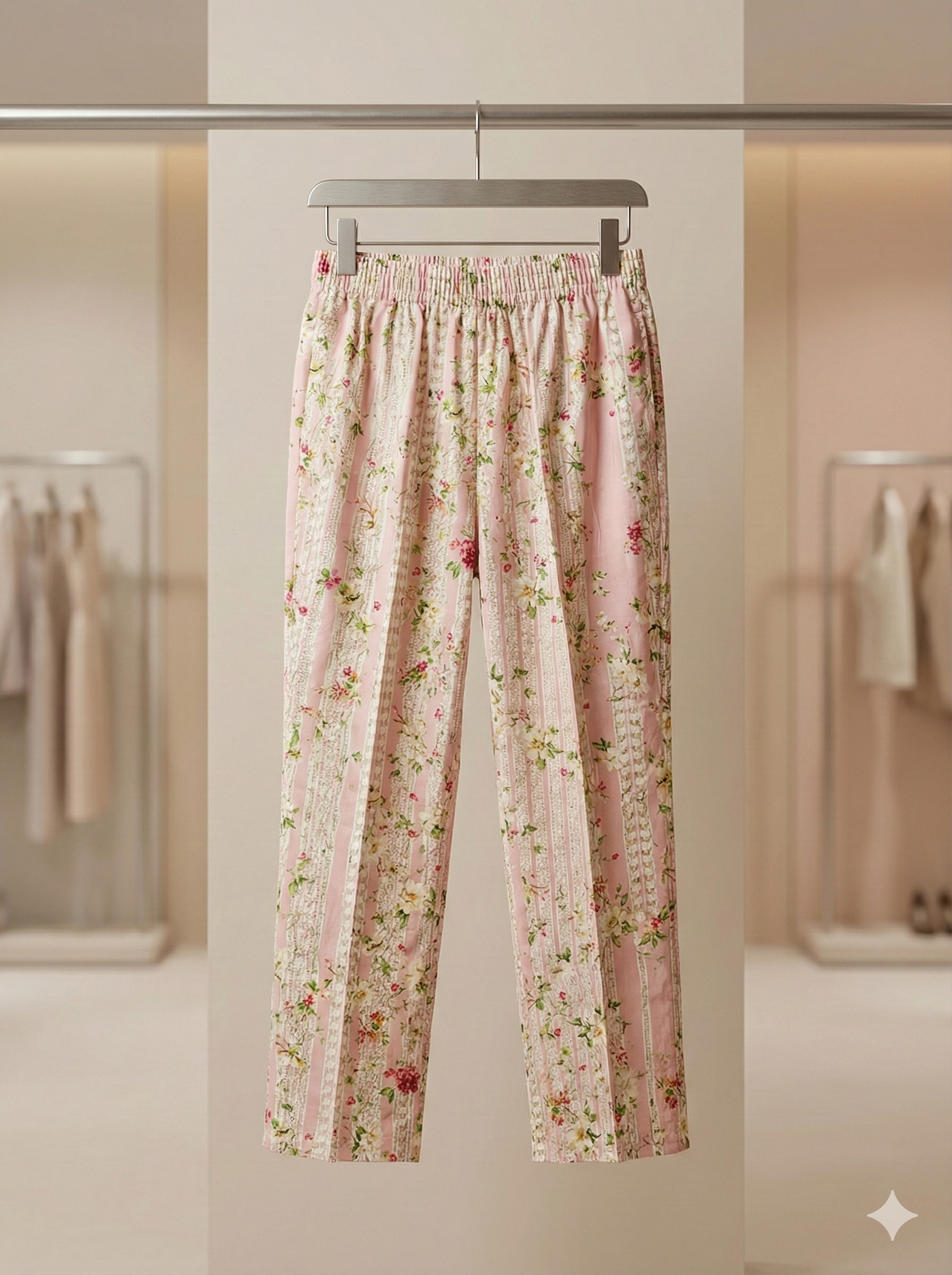 Pink Blossom – Lace Detail Trousers