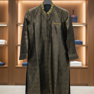 Midnight Gold – Geometric Jacquard Kurta