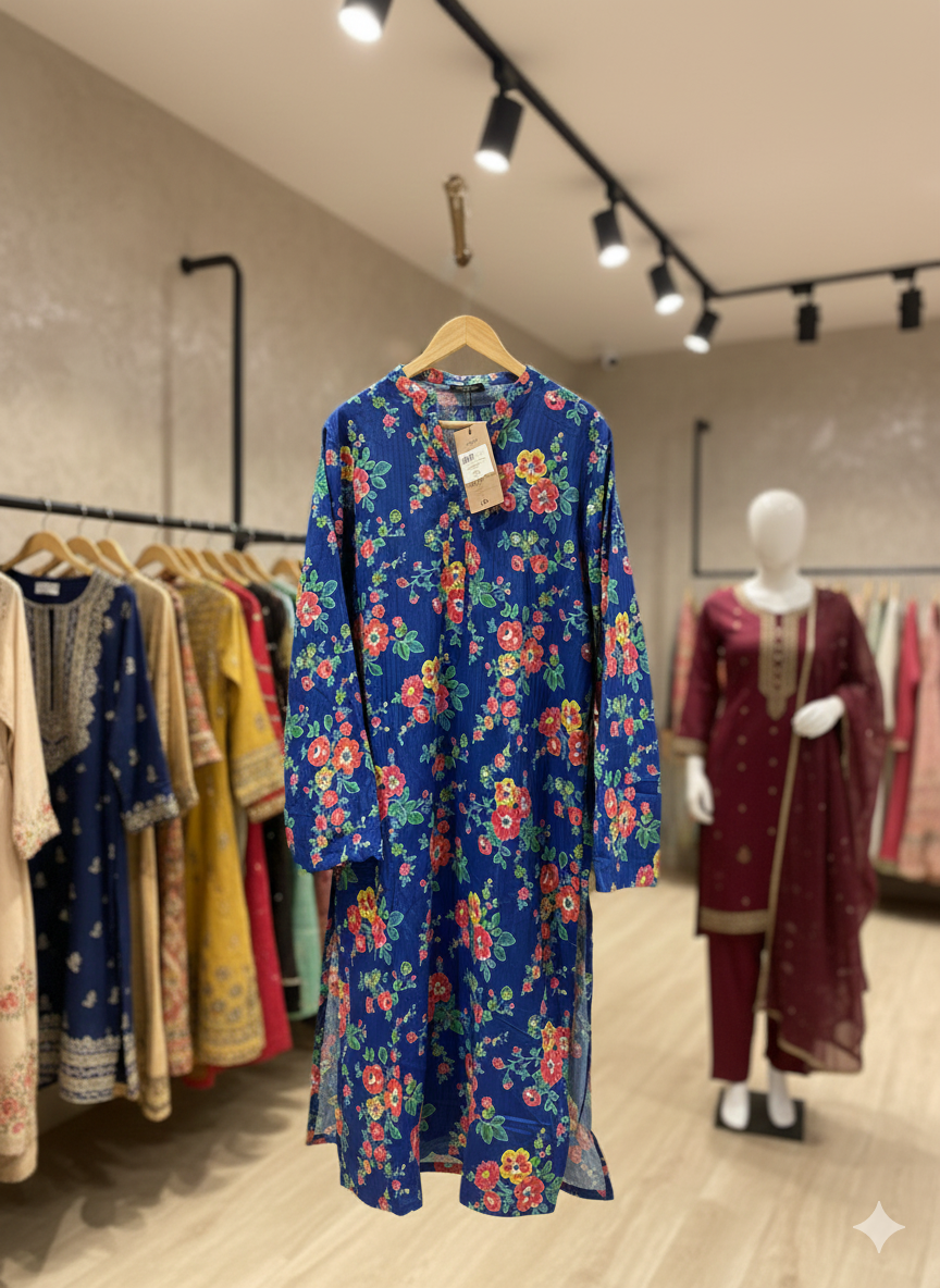 Cobalt Wildflower – Printed 2-Piece Ensemble