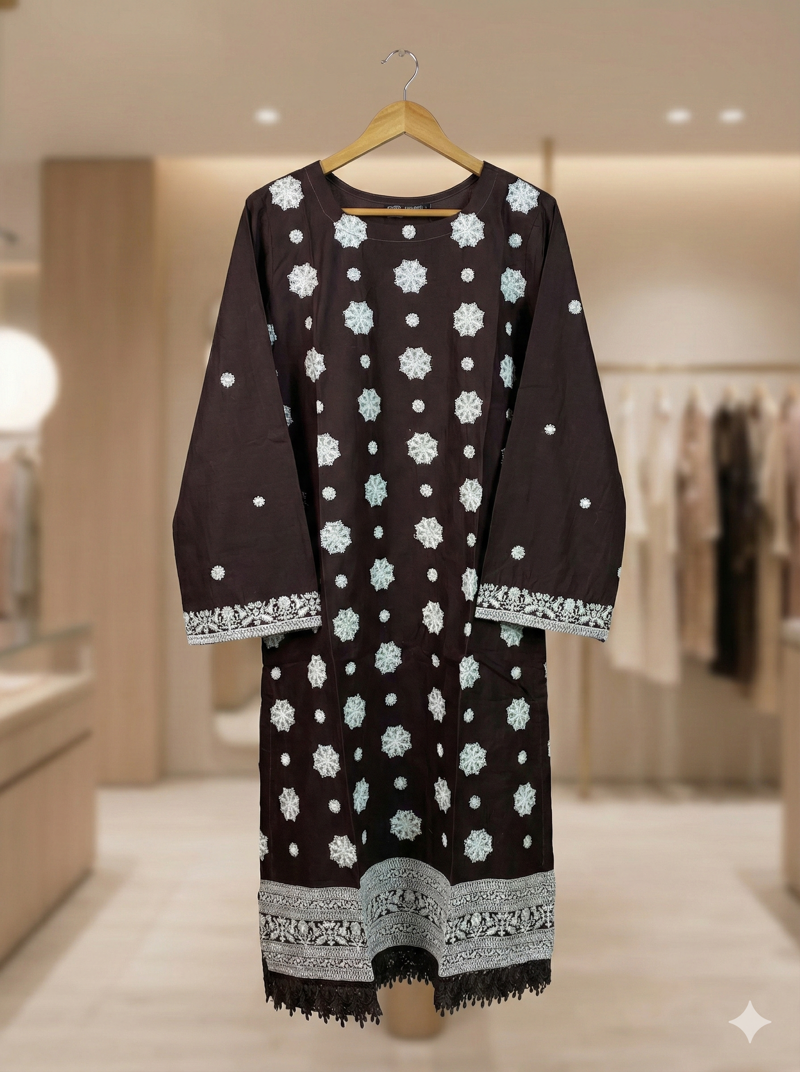 Cocoa Stardust – Embroidered Motif 1-Piece Kurti