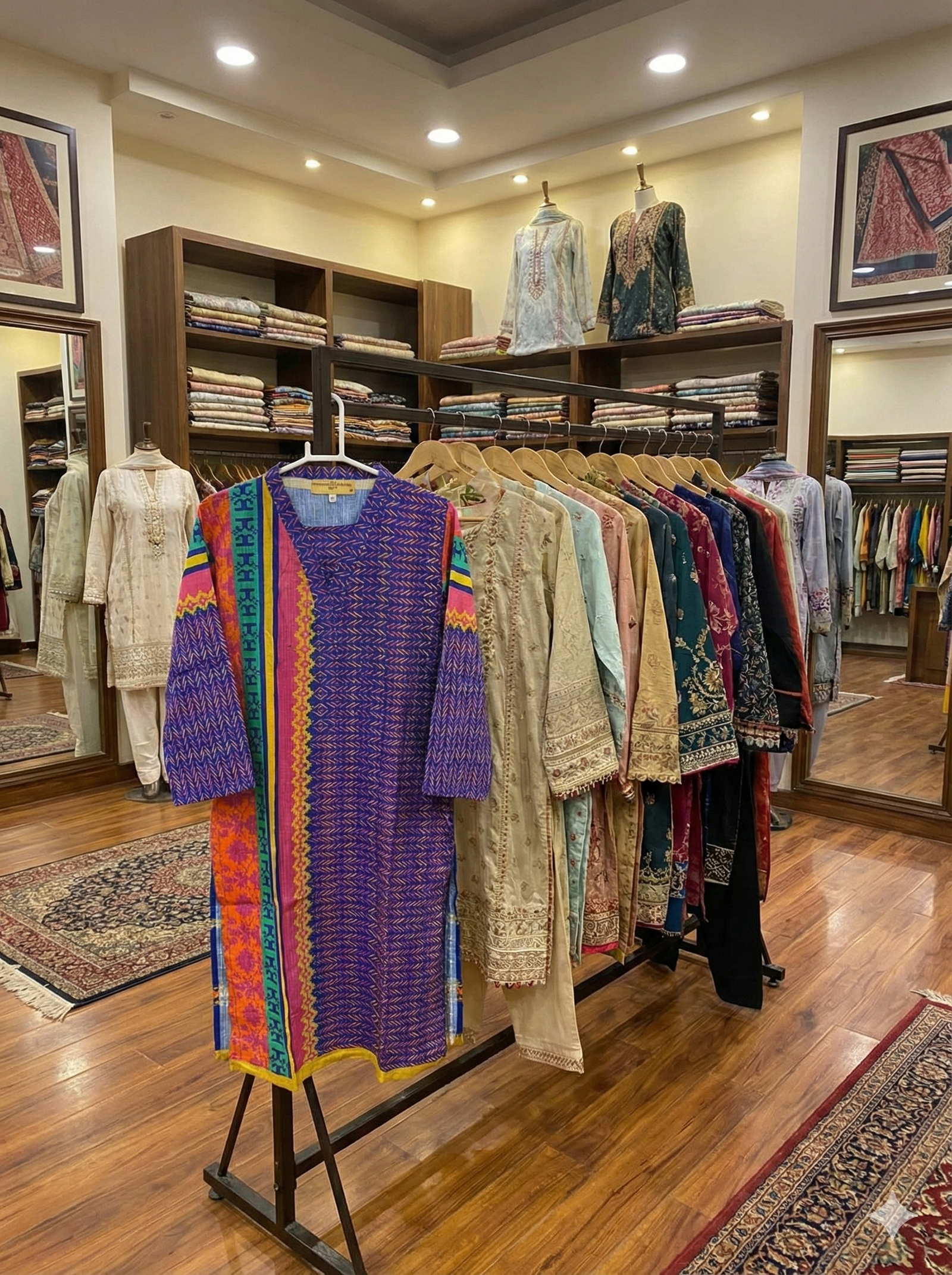 Sapphire Bloom – Embroidered 2-Piece Ensemble