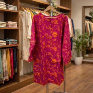 Fuchsia Fusion – Floral Vine Printed Kurti