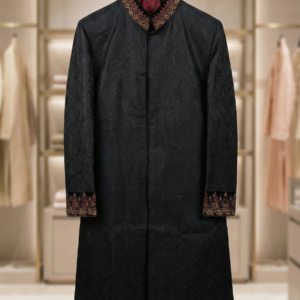 Regal Noir – Embroidered Velvet Prince Coat