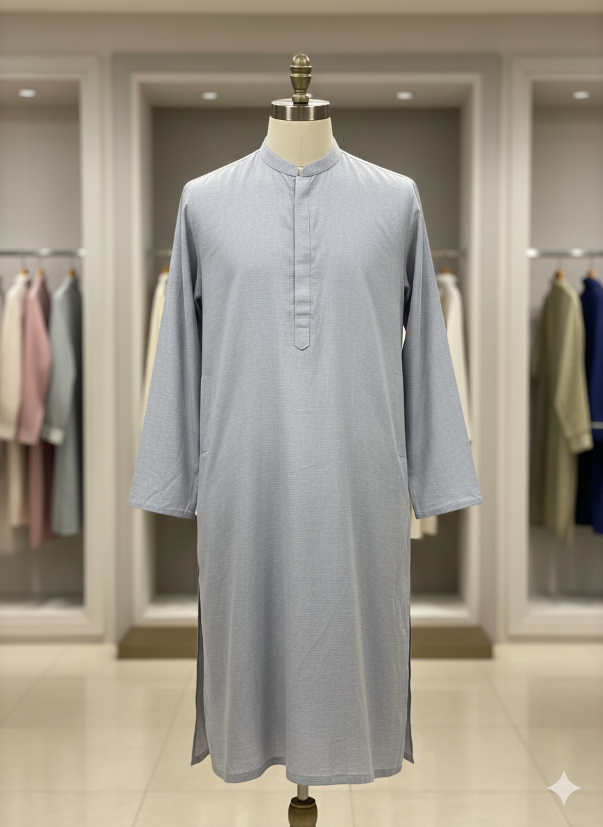 Ice Grey – Textured Minimalist Kurta