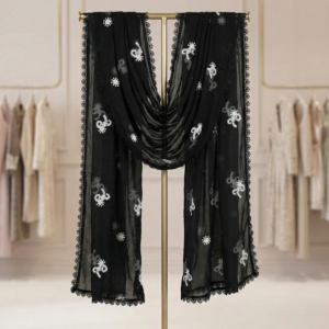 Noir Elegance Embroidered Chiffon Dupatta