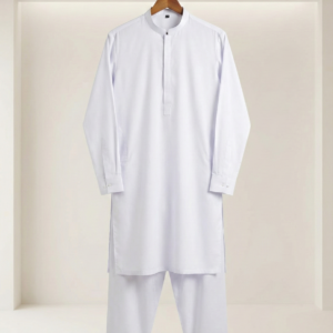 Pristine White – Minimalist Concealed Placket Suit