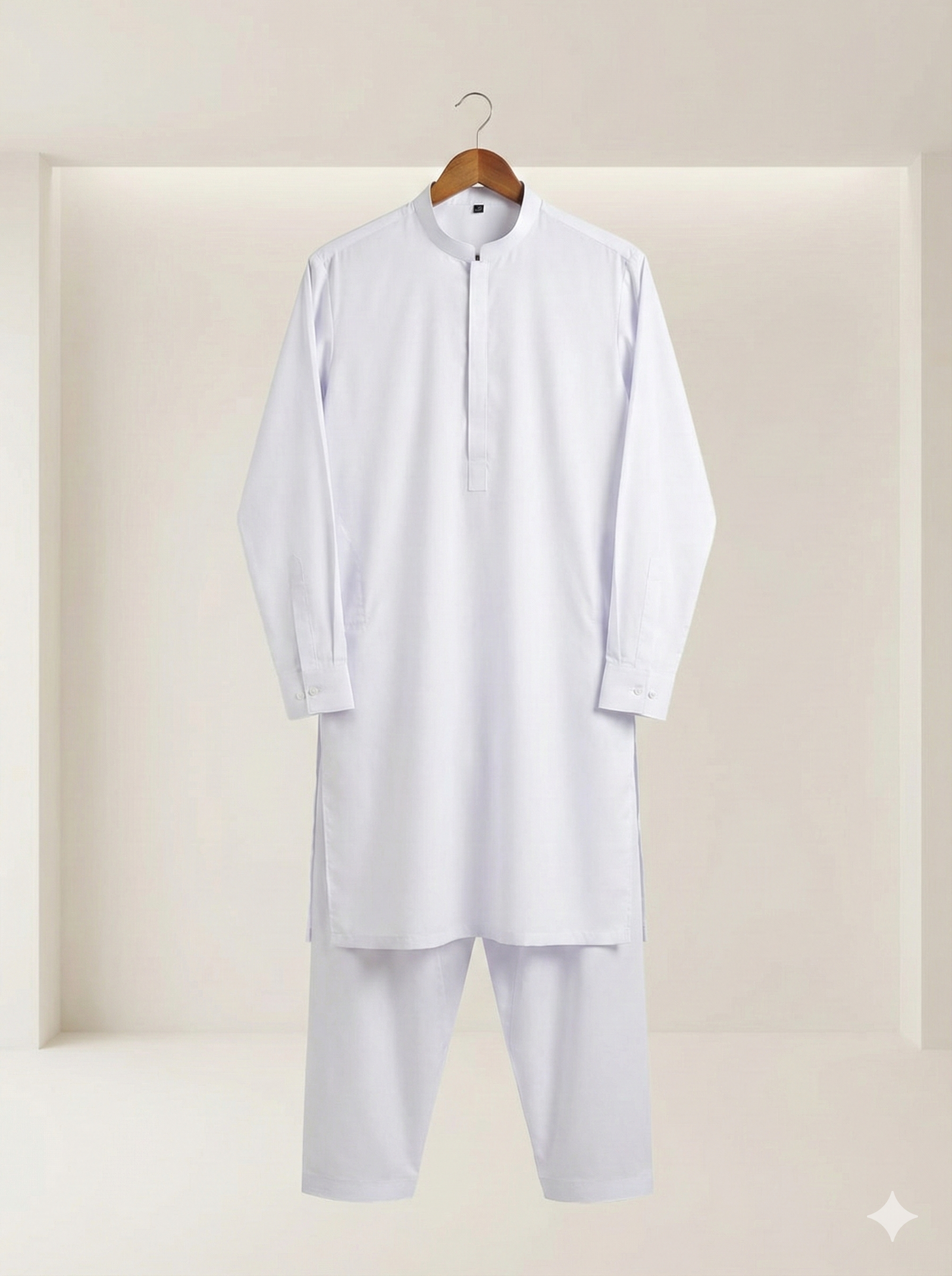 Pristine White – Minimalist Concealed Placket Suit