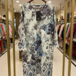 Silver Mist – Lace Finish Floral Kurti