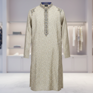 Ivory Scroll – Shoulder Embroidered Kurta