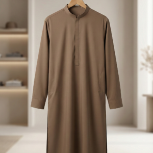 Earthy Camel – Minimalist Concealed Placket Kameez