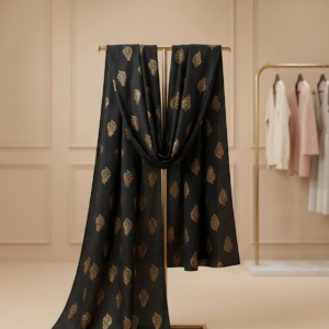 Midnight Gold Leaf Printed Dupatta