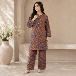 Khaadi – Royal Rust Printed 2-Piece Suit