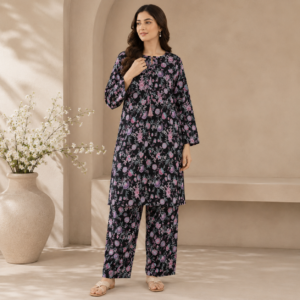 Khaadi – Midnight Floral Printed 2-Piece Suit