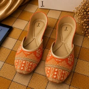 Rust Orange Tilla Embroidered Handcrafted Khussa